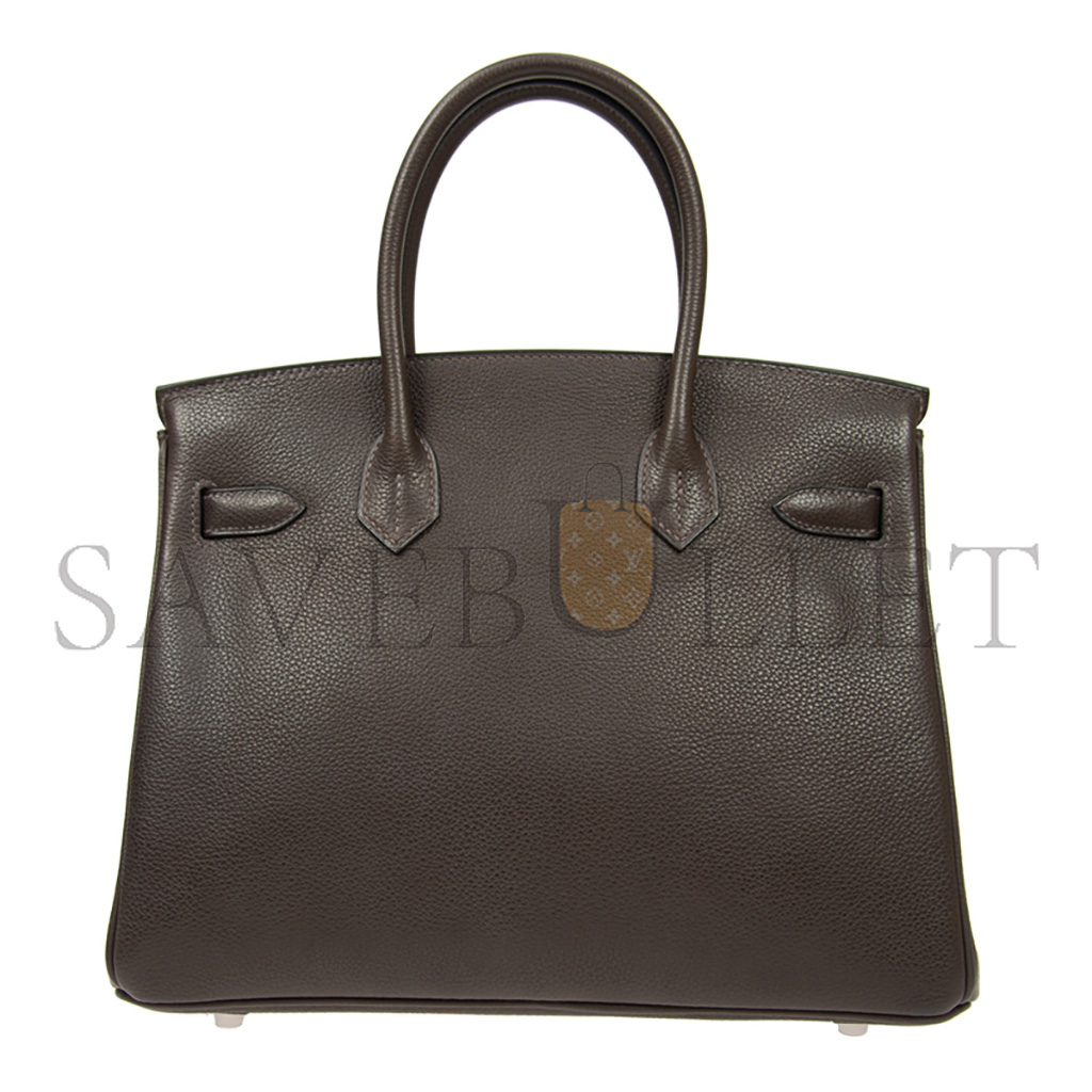 HERMÈS MASTER BIRKIN 30 CHEVRE LEATHER EBONY SILVER BUCKLE BAG H028369CC36 (30*23*15cm)